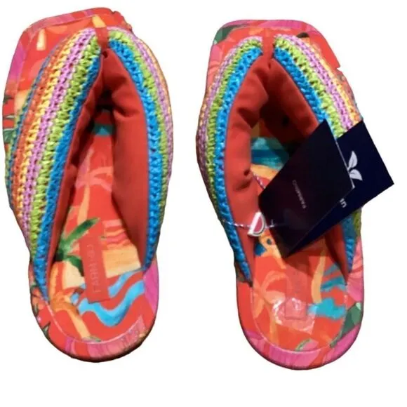NWT Farm Rio Women's Tropical Puffy Flip Flop Vegan Sandals  Multi Color Sz 11
