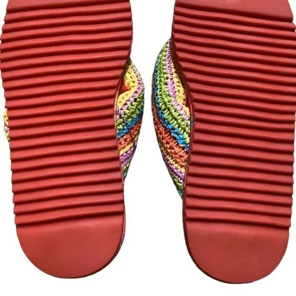 NWT Farm Rio Women's Tropical Puffy Flip Flop Vegan Sandals  Multi Color Sz 11