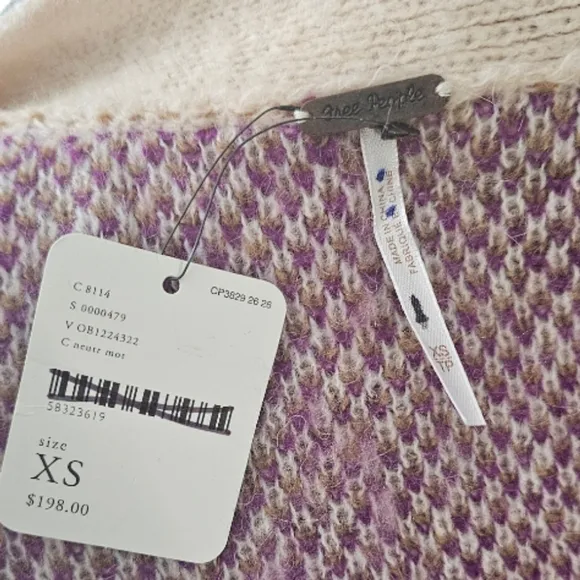 NWT Free People Argyle Avenue Cardigan, Alpaca Wool. New. XS. oversized.