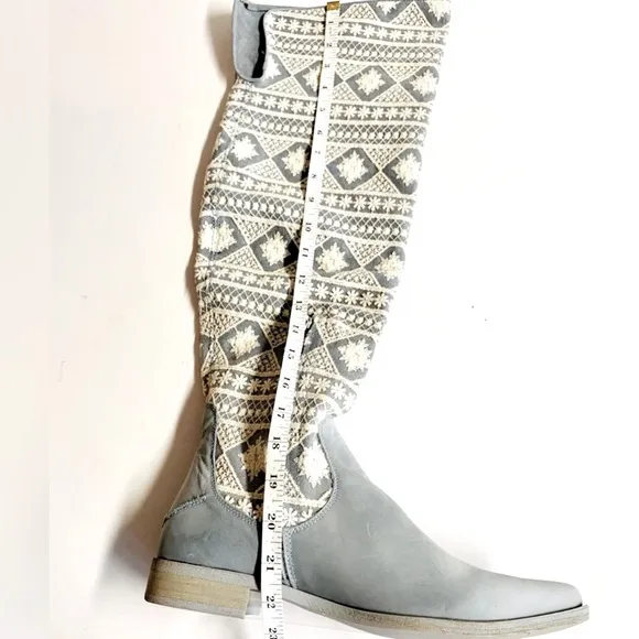NWT Free People Boho Bren- Crochet Slouchy Tall Leather Boots.Never worn.Size 10