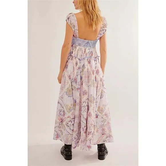 NWT Free People Forever Favorite Maxi Dress in Candy Combo Pink Size Large Boho