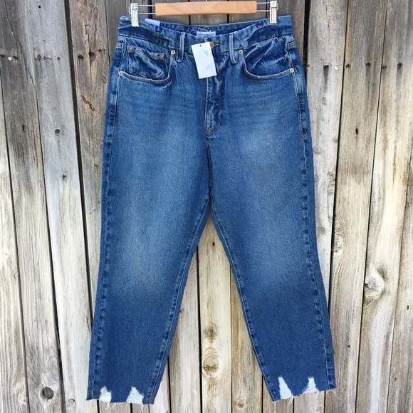 NWT Good American Good Vintage Jagged Hem Jean Blue 31