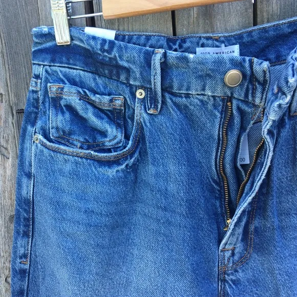 NWT Good American Good Vintage Jagged Hem Jean Blue 31