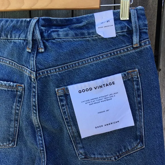 NWT Good American Good Vintage Jagged Hem Jean Blue 31