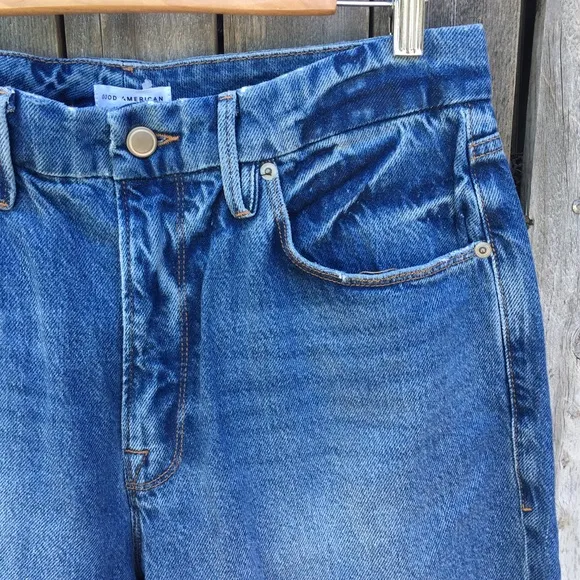 NWT Good American Good Vintage Jagged Hem Jean Blue 31