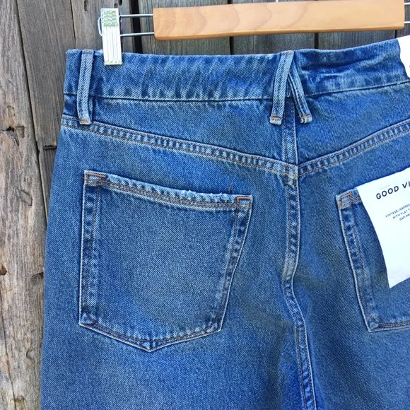 NWT Good American Good Vintage Jagged Hem Jean Blue 31