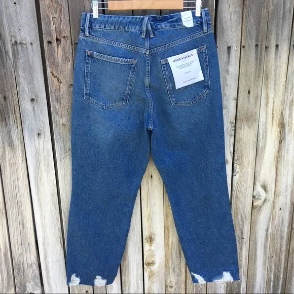 NWT Good American Good Vintage Jagged Hem Jean Blue 31