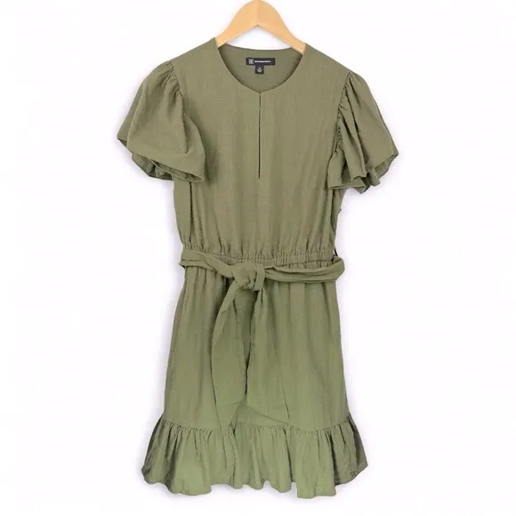 NWT INC International Concepts Women’s Cotton Fit &amp; Flare Dress Olive Green XS