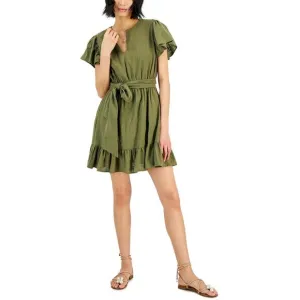 NWT INC International Concepts Women’s Cotton Fit &amp; Flare Dress Olive Green XS
