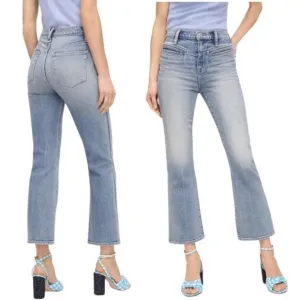 NWT J. Crew Size 30 Point Sur 11” High Rise Kick Out Crop Jeans Western Sky Wash