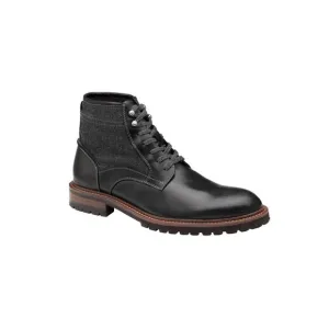 NWT JOHNSTON &amp; MURPHY Mens Black Chadwick Round Toe Leather Boots Shoes 9.5