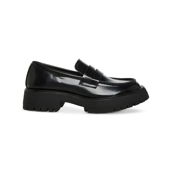 NWT MADDEN GIRL Womens Black Penny Keeper 1&quot; Platform Loafers Shoes 8.5 M