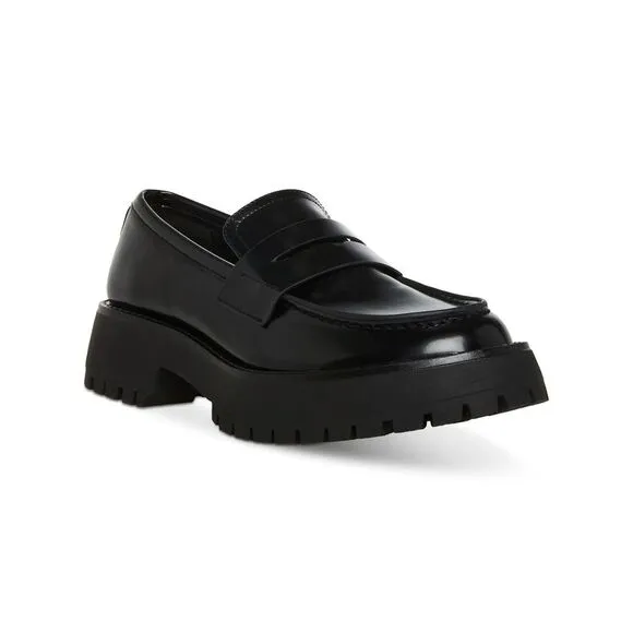 NWT MADDEN GIRL Womens Black Penny Keeper 1&quot; Platform Loafers Shoes 8.5 M
