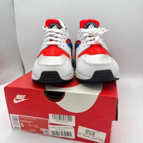 NWT Nike Hurache Women’s Sneakers in White Bright Crimson / Photo Blue / Black