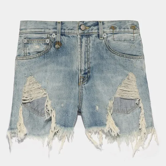 NWT R13 Shredded Slouch Denim Shorts Tilly Size 27