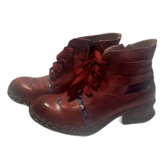 NWT Rovers Burgundy Crust Costa Steampunk Bohemian Leather lace up ankle boot 36