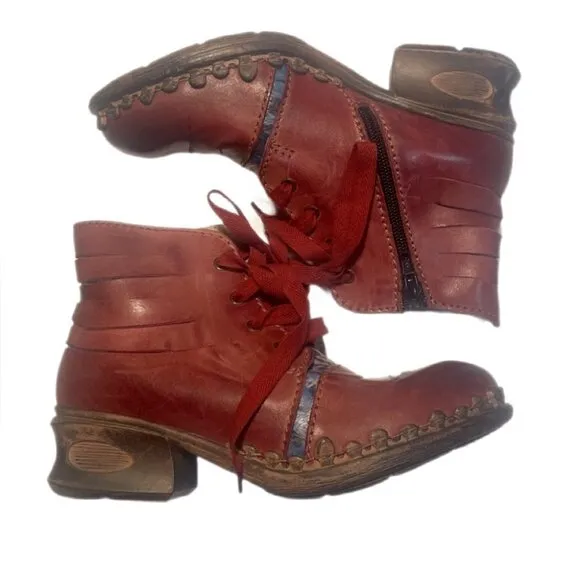 NWT Rovers Burgundy Crust Costa Steampunk Bohemian Leather lace up ankle boot 36