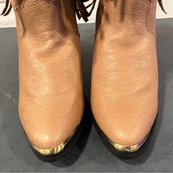 NWT Santa Fe Boot sz 8 tan leather fringed bling cowgirl boots