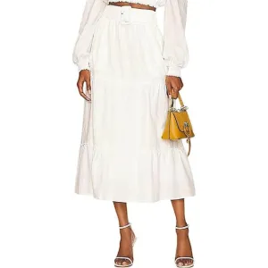 NWT Show Me Your MuMu Miley Midi Skirt in White Linen Size Large Retail $188