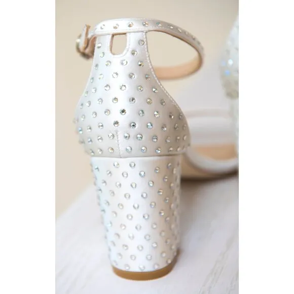 NWT Stuart Weitzman Nudistcurve 75 Block Shine Sandal White/Moonlight sz 8B