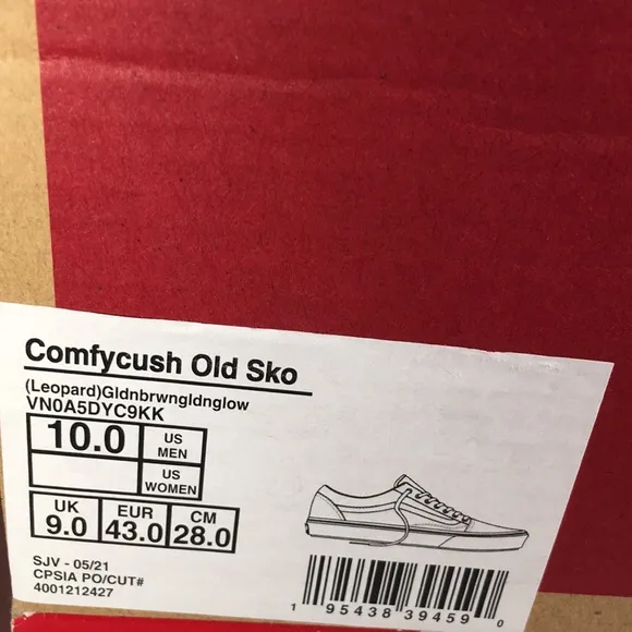 NWT Vans Old Skool Comfycush Skateboard Shoes Leopard Design Men’s 10