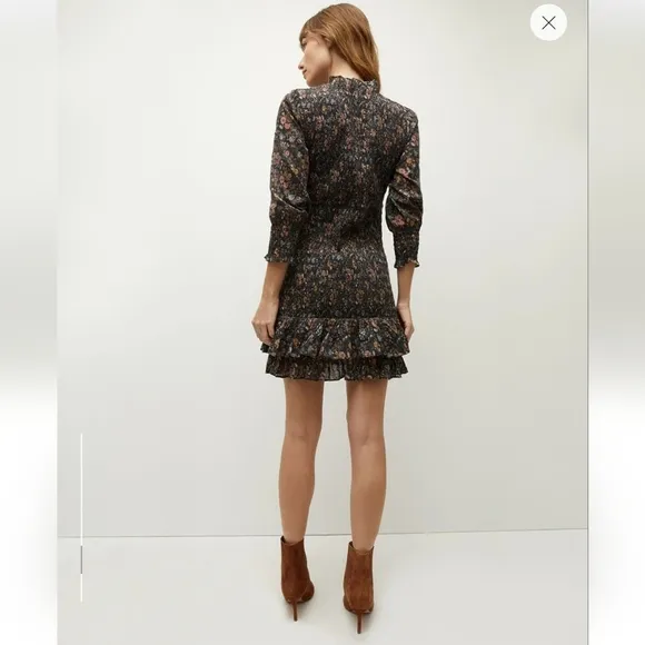 NWT Veronica Beard Farha Floral Smocked Ruffled Minidress Size 12
