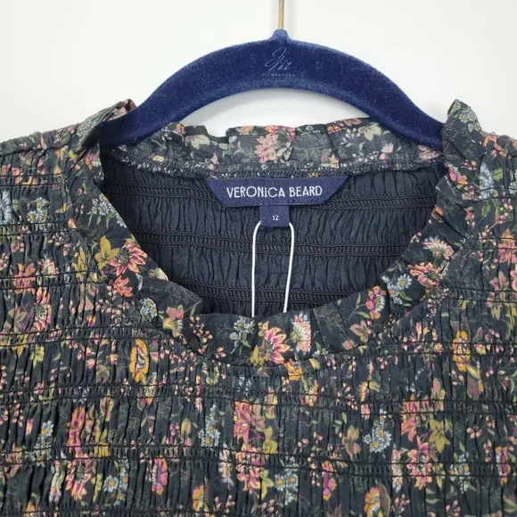NWT Veronica Beard Farha Floral Smocked Ruffled Minidress Size 12