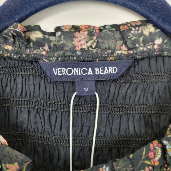 NWT Veronica Beard Farha Floral Smocked Ruffled Minidress Size 12