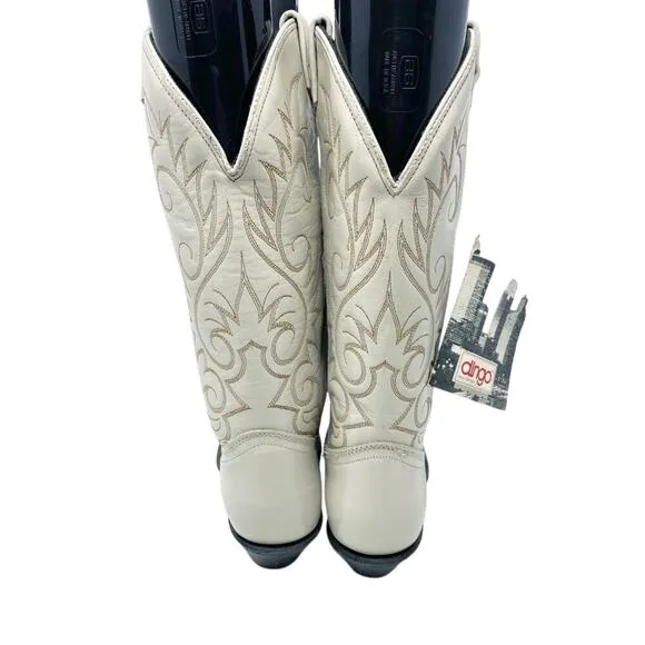 NWT Vintage Deadstock Dingo Dove Gray Leather Western Boots Women's Sz 7 Pull On