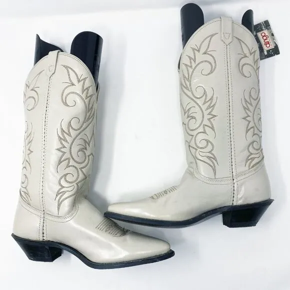 NWT Vintage Deadstock Dingo Dove Gray Leather Western Boots Women's Sz 7 Pull On