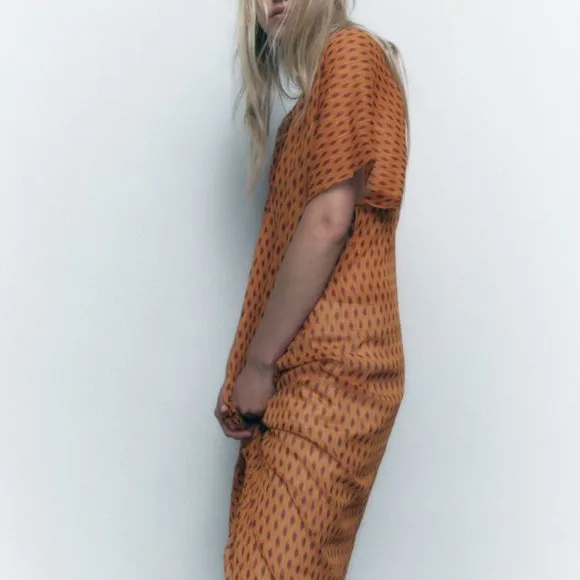 NWT ZARA SHEER ORANGE V NECK TUNIC/ZARA DRESS TUNIC
