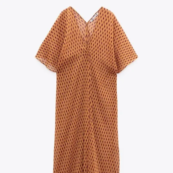NWT ZARA SHEER ORANGE V NECK TUNIC/ZARA DRESS TUNIC