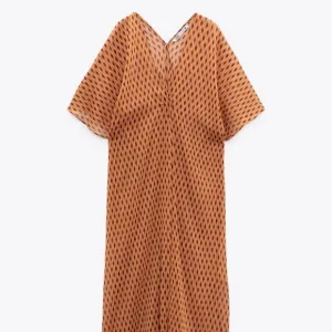 NWT ZARA SHEER ORANGE V NECK TUNIC/ZARA DRESS TUNIC