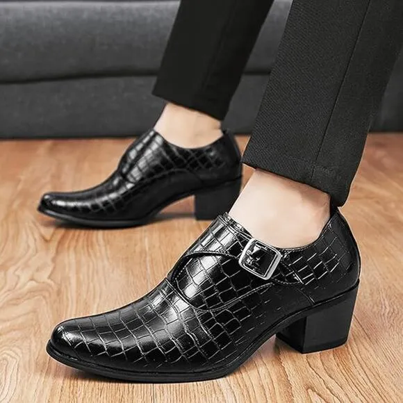 NWT Zeberfi Men's Stone Pattern Chunky Pointed Toe Slip On Oxford ,Black-Size 9