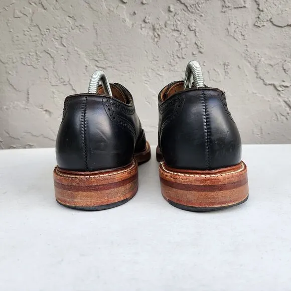 Oak Street Bootmakers Shoes Mens 8 Leather Black Wingtip Oxfords Handcrafted USA