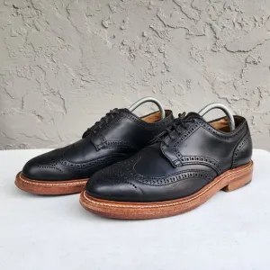 Oak Street Bootmakers Shoes Mens 8 Leather Black Wingtip Oxfords Handcrafted USA