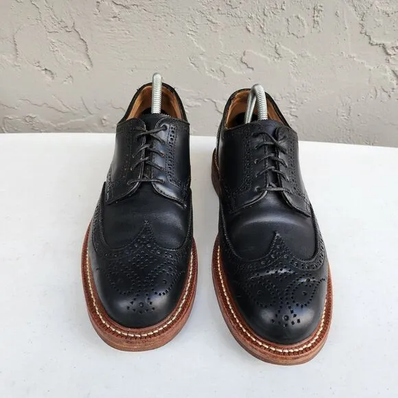 Oak Street Bootmakers Shoes Mens 8 Leather Black Wingtip Oxfords Handcrafted USA