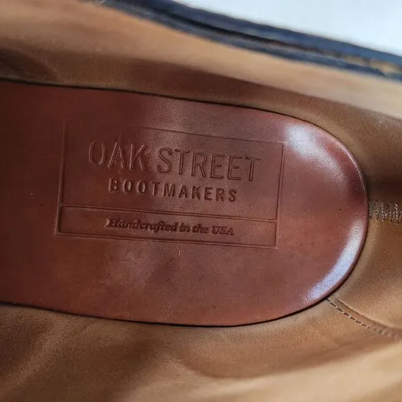 Oak Street Bootmakers Shoes Mens 8 Leather Black Wingtip Oxfords Handcrafted USA