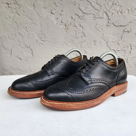 Oak Street Bootmakers Shoes Mens 8 Leather Black Wingtip Oxfords Handcrafted USA