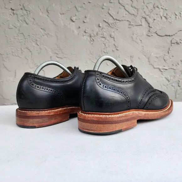 Oak Street Bootmakers Shoes Mens 8 Leather Black Wingtip Oxfords Handcrafted USA