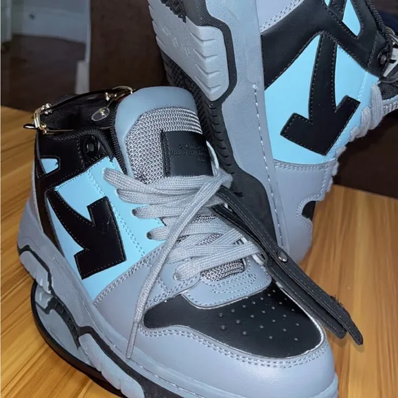Off-White Out-Off Office Gray &amp; Black &amp; sky blue Sneakers