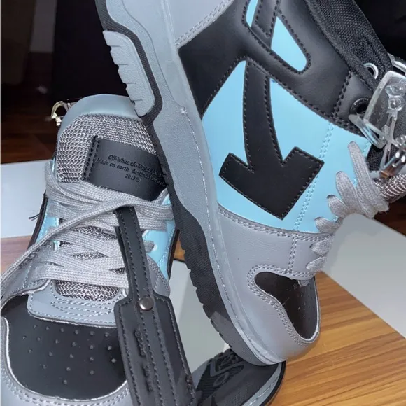 Off-White Out-Off Office Gray &amp; Black &amp; sky blue Sneakers