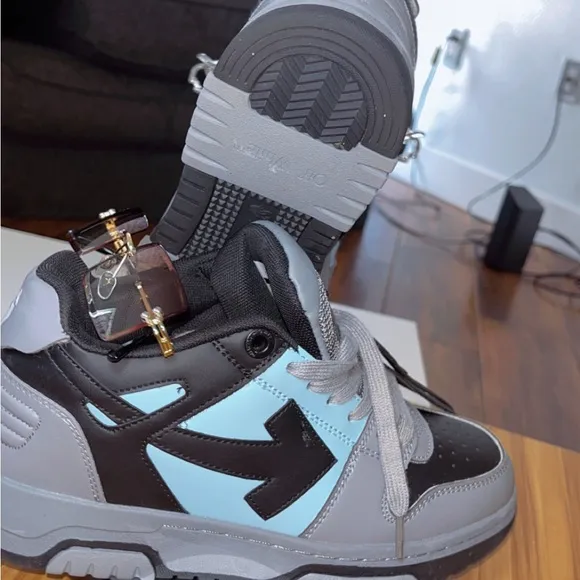 Off-White Out-Off Office Gray &amp; Black &amp; sky blue Sneakers