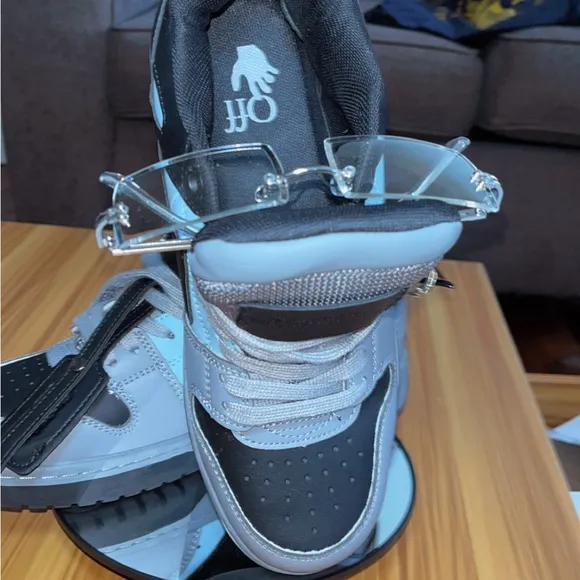 Off-White Out-Off Office Gray &amp; Black &amp; sky blue Sneakers