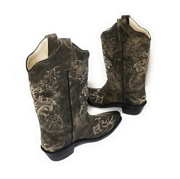 OLD WEST Kids Vintage Embroidered Cowboy Boots 2.5