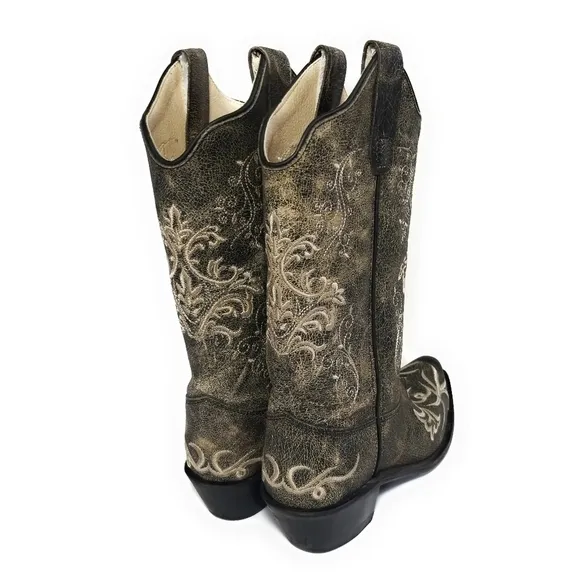 OLD WEST Kids Vintage Embroidered Cowboy Boots 2.5
