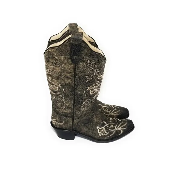 OLD WEST Kids Vintage Embroidered Cowboy Boots 2.5