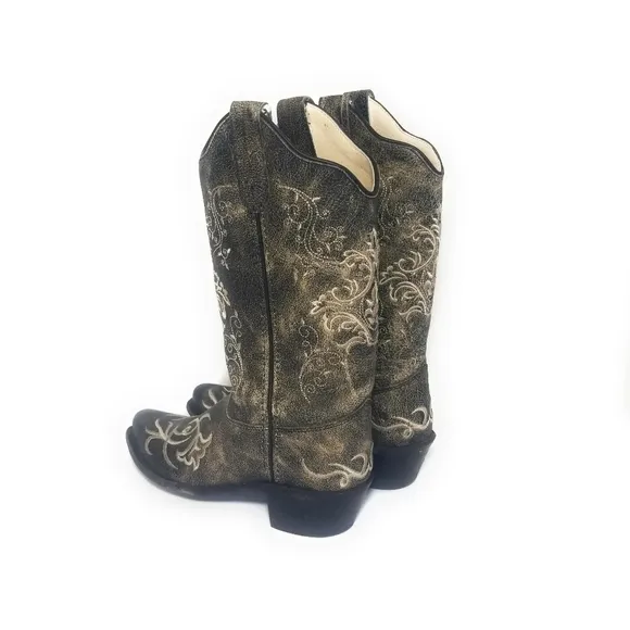 OLD WEST Kids Vintage Embroidered Cowboy Boots 2.5