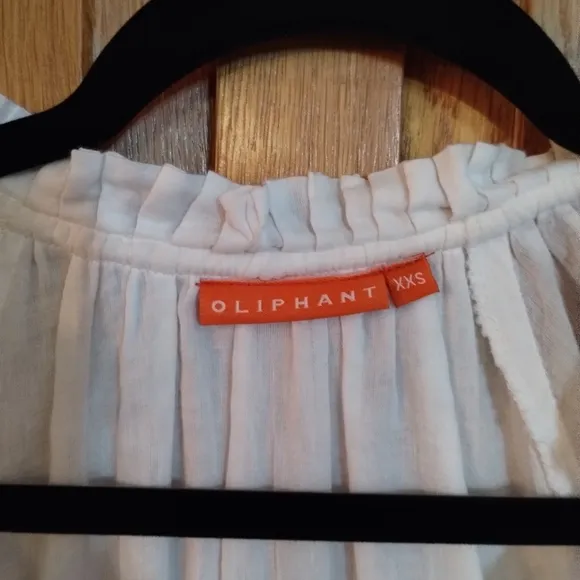 Oliphant white &amp; purple balloon long sleeve Marakesh cotton mini dress