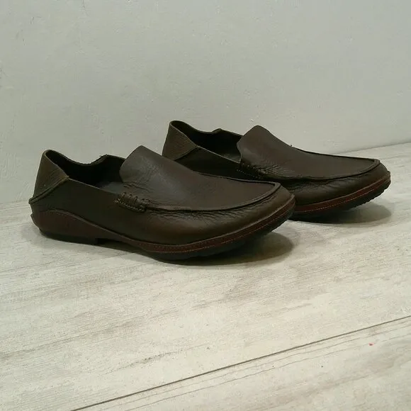 OluKai Men's Ni'o  Slip on Casual Leather Loafer Chocolate Size 9